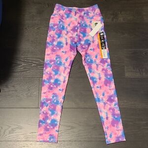 🛍Athletic Works Pink and Blue Tie-Dye Kids Leggings 7/8 NWT